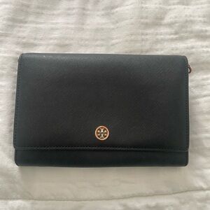 Tory Burch Black Wallet with Gold Logo